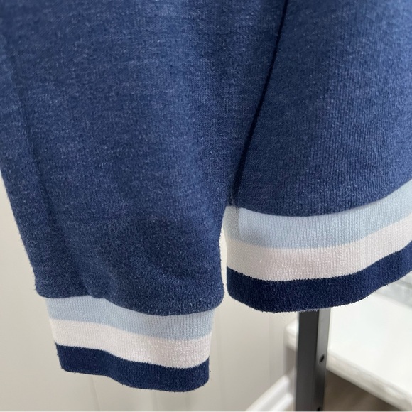 Marine Layer Jenny Crewneck Carolina Blue Stripe Rib Trim Pullover Sweatshirt S - Picture 2 of 6